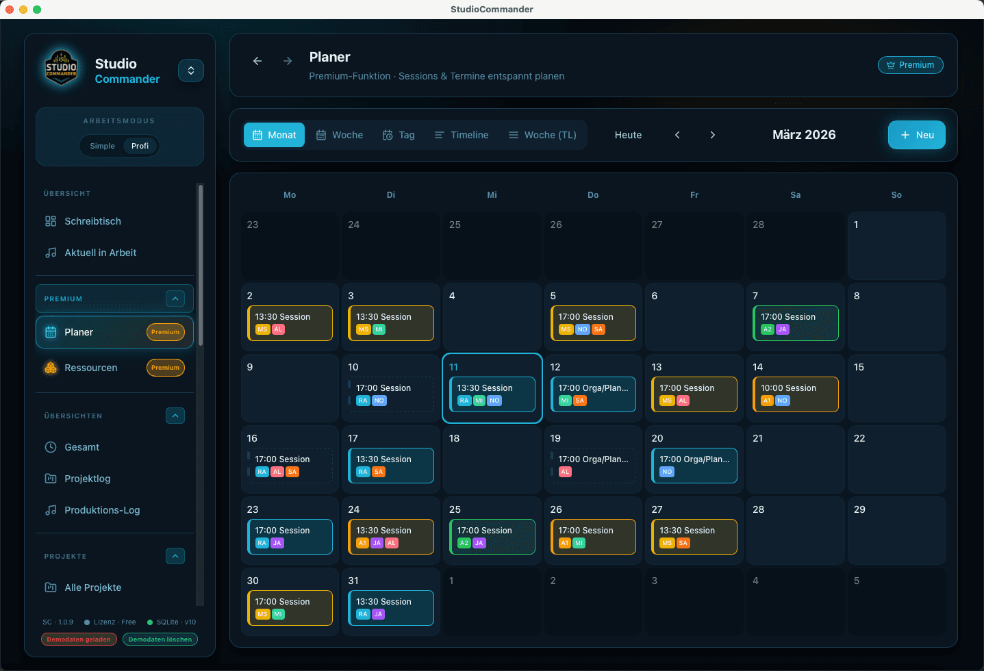 Planer in StudioCommander